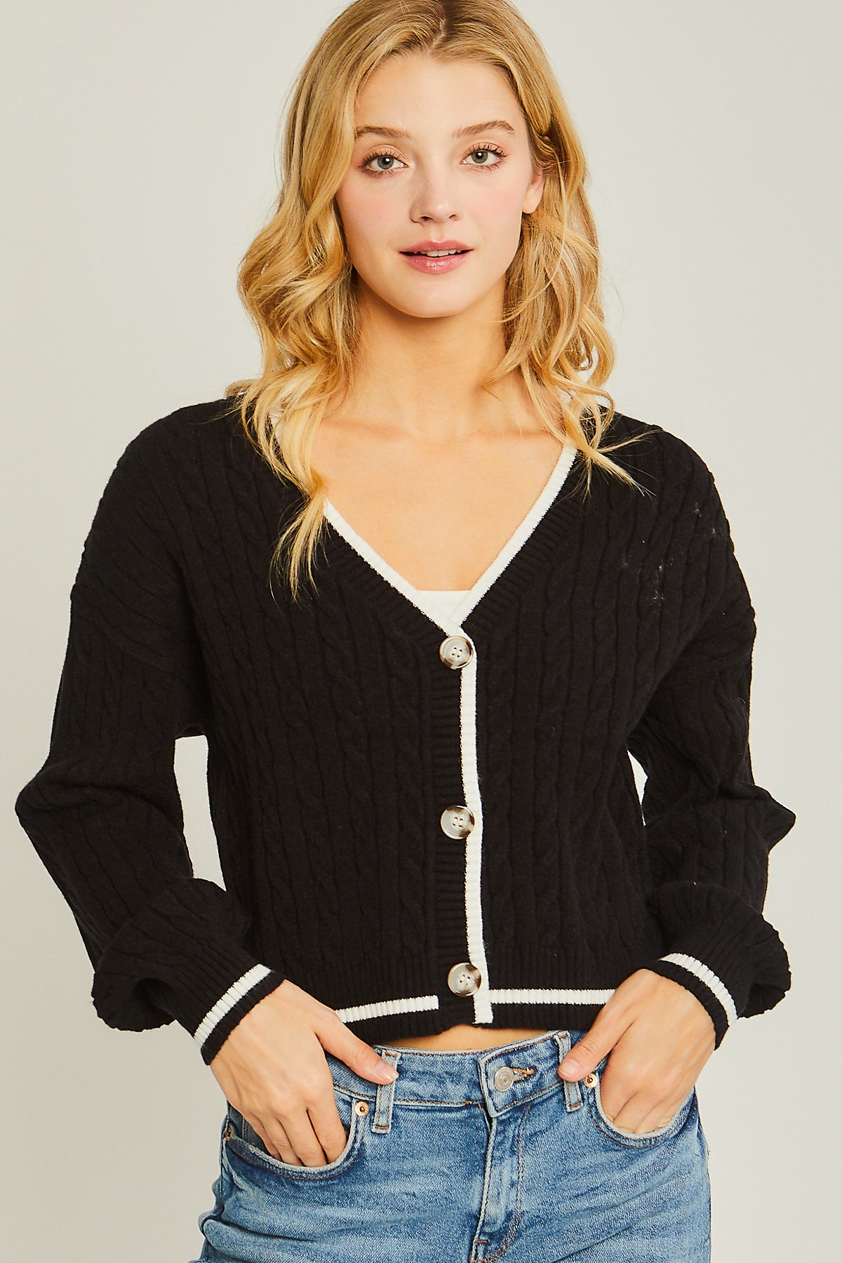 Varsity Cable Knit Cardigan