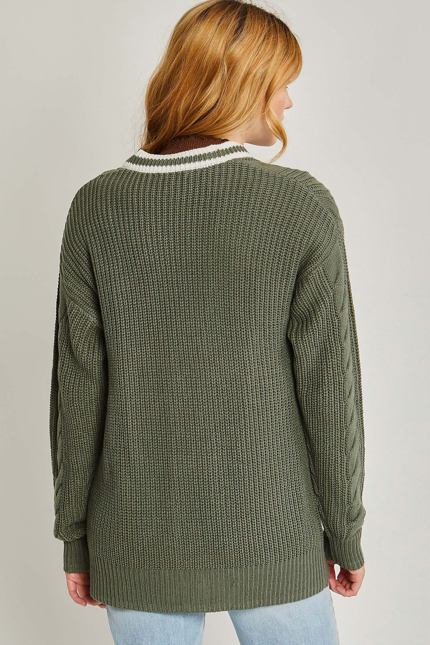 Varsity Cable Knit Cardigan