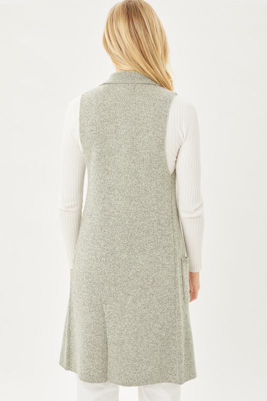 Midi Sleeveless Cardigan Vest
