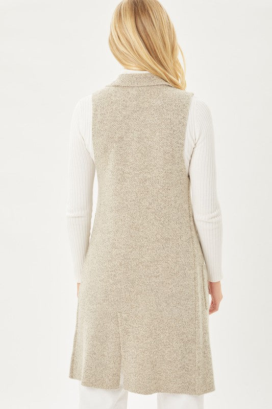 Midi Sleeveless Cardigan Vest