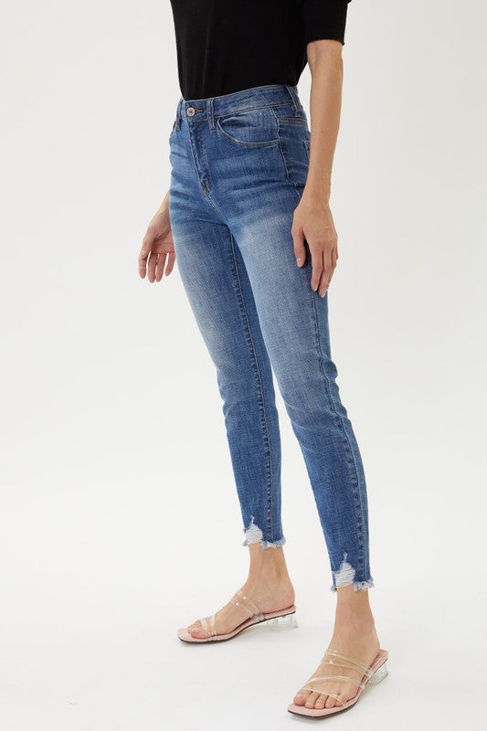 Cora KanCan Distressed Hem Skinny Jean