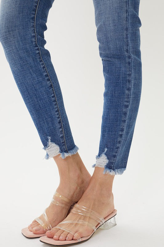 Cora KanCan Distressed Hem Skinny Jean