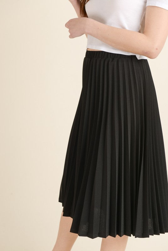 Solid Pleated Skirt