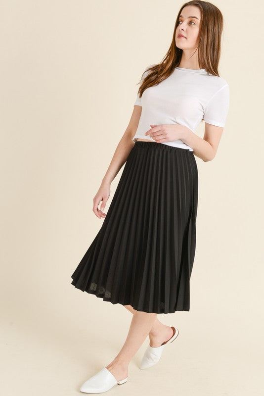 Solid Pleated Skirt