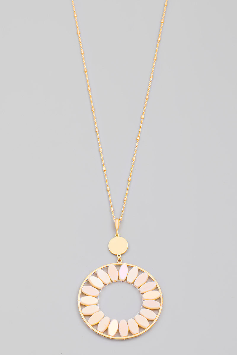 Oval Bead Circle Pendant Necklace