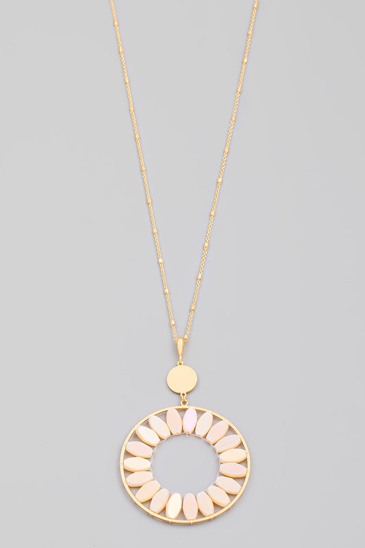 Oval Bead Circle Pendant Necklace