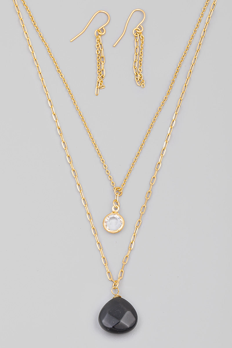 Dainty Layered Stone Necklace