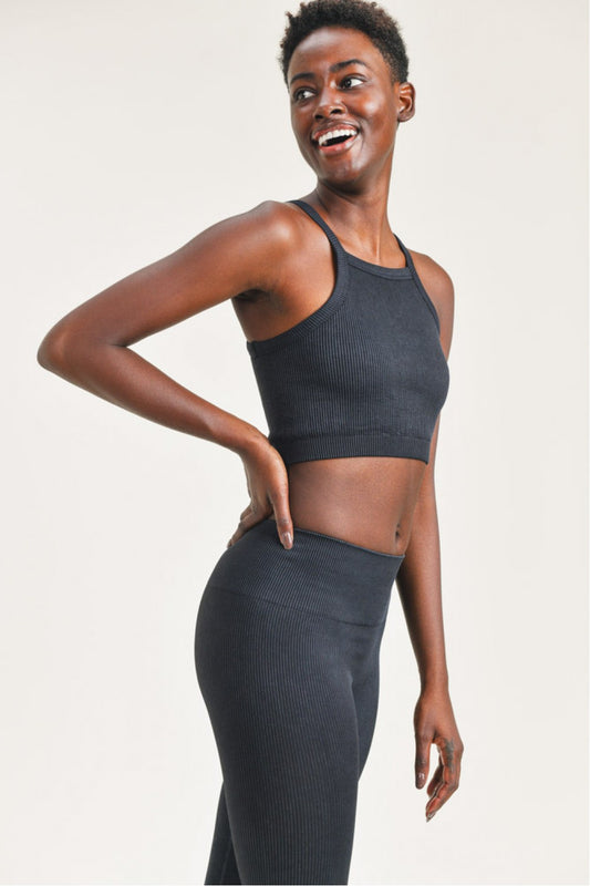 Square Front Ribbed Cropped Tank Top