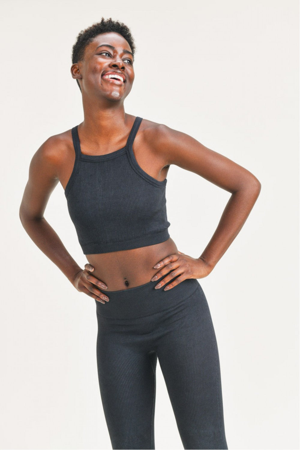 Square Front Ribbed Cropped Tank Top