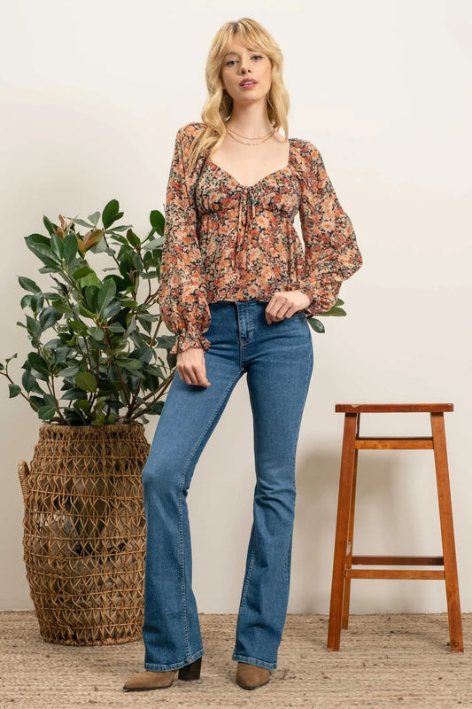 Floral Peasant Top