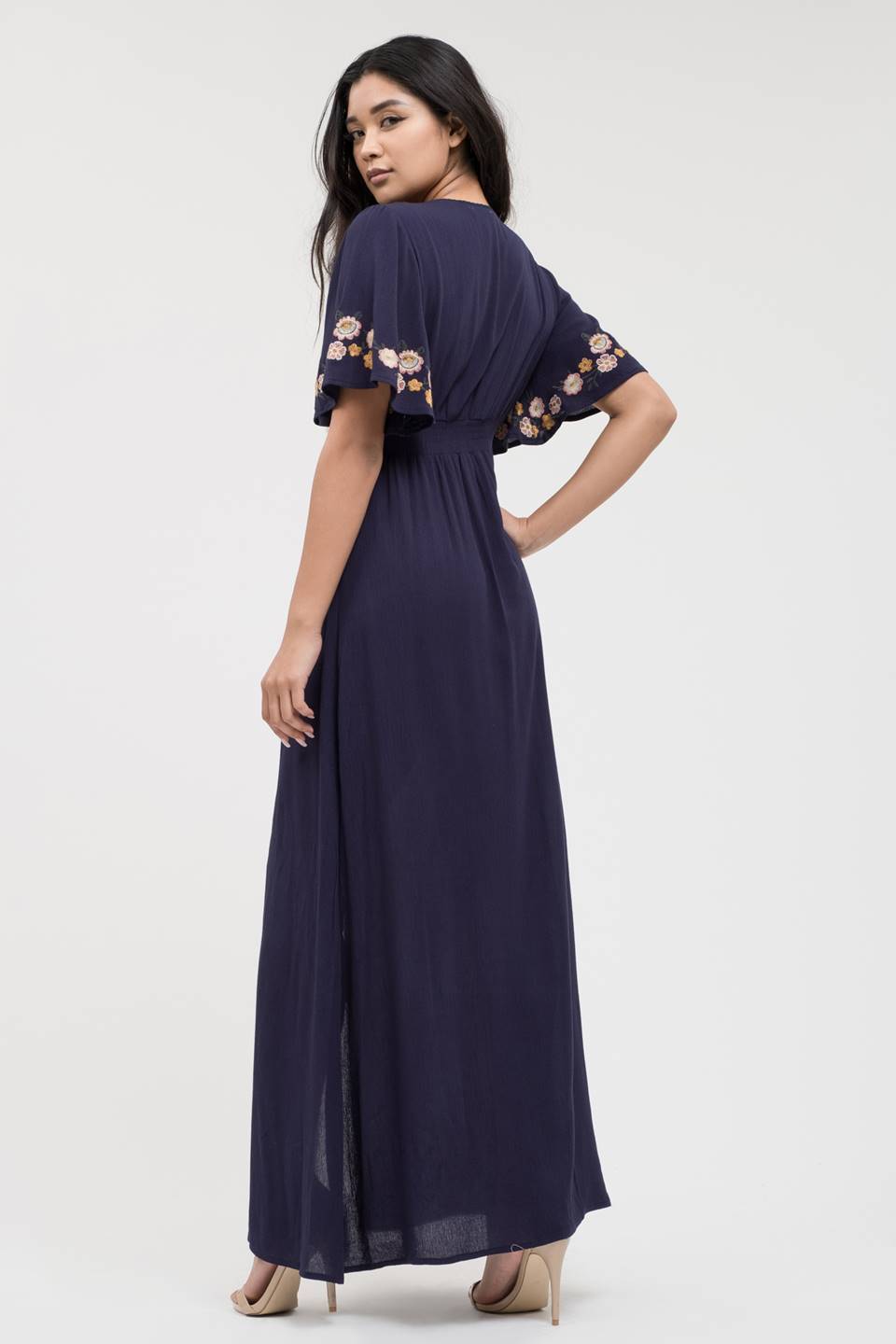 Side Slit Embroidered Maxi Dress