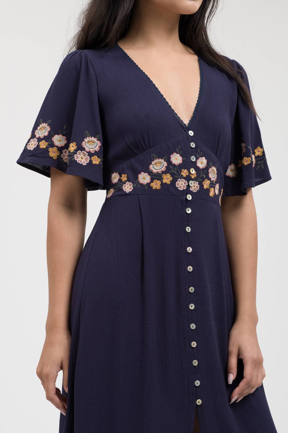 Side Slit Embroidered Maxi Dress