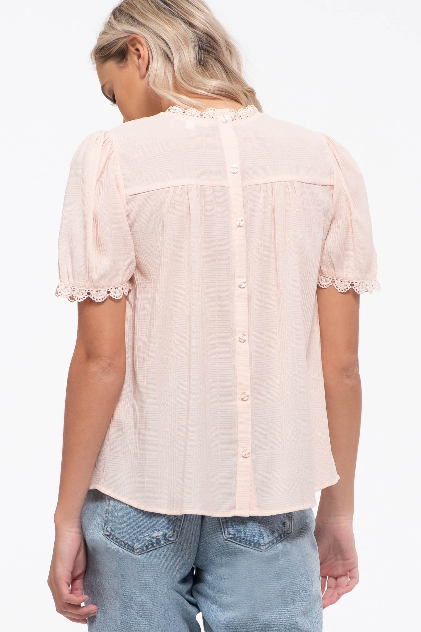 Lace Inset Woven Top