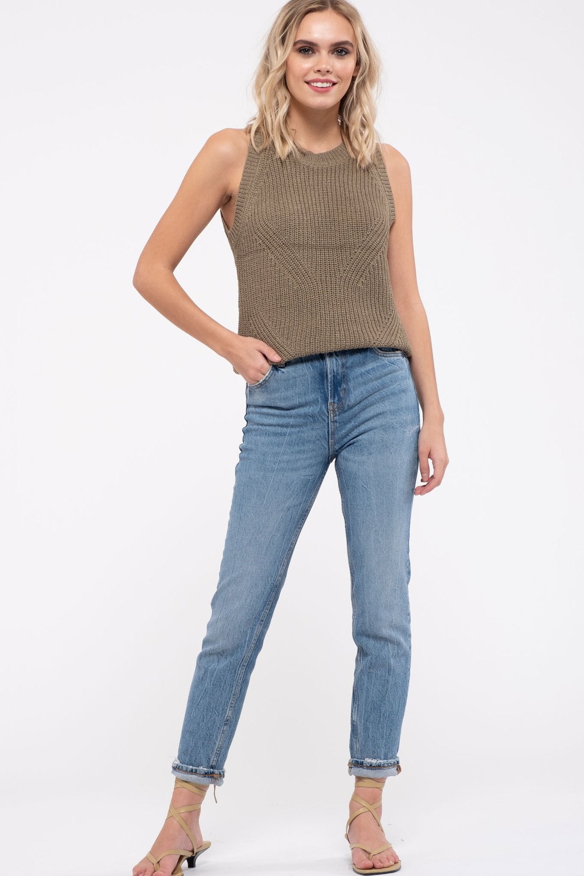 Knit Sleeveless Sweater Top