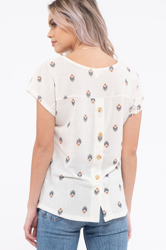 Button Back Printed Top