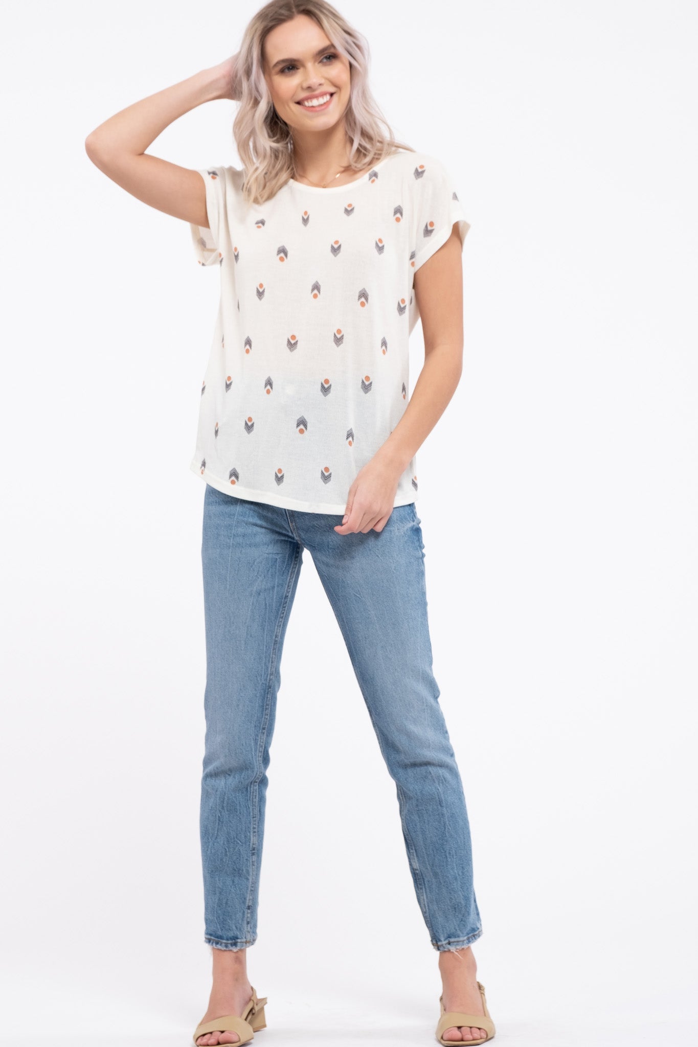 Button Back Printed Top