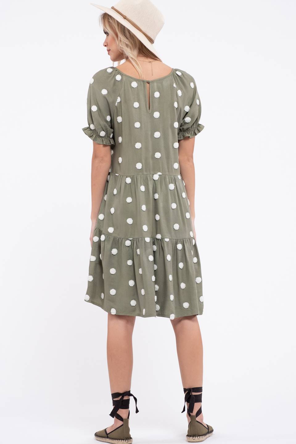 Tiered Swiss Dot Midi Dress