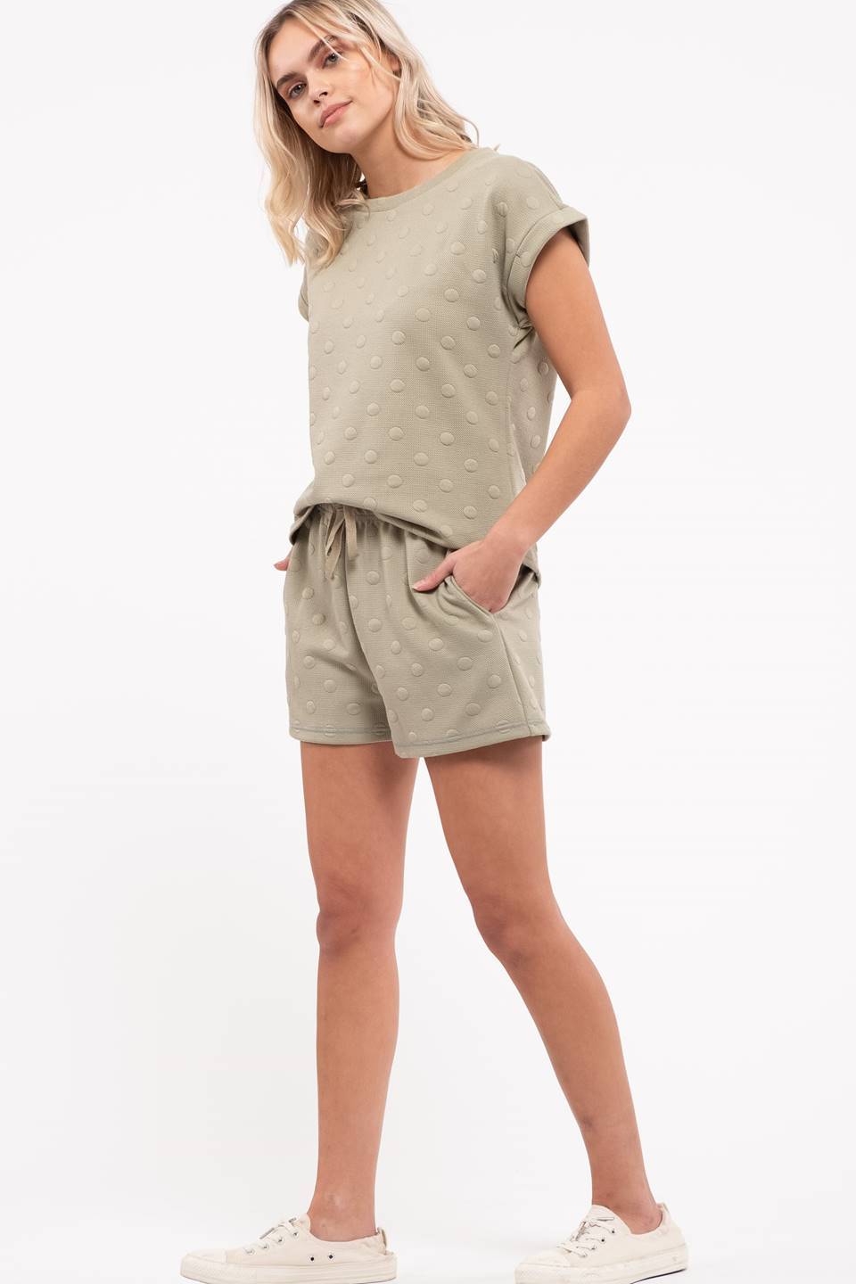 Textured Swiss Dot Cozy Shorts