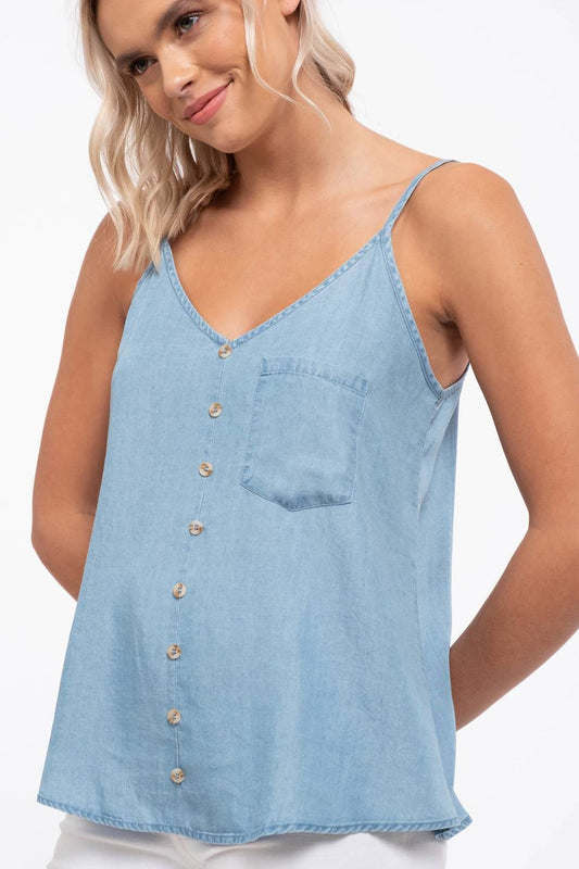 Chambray Cami with Front Pocket