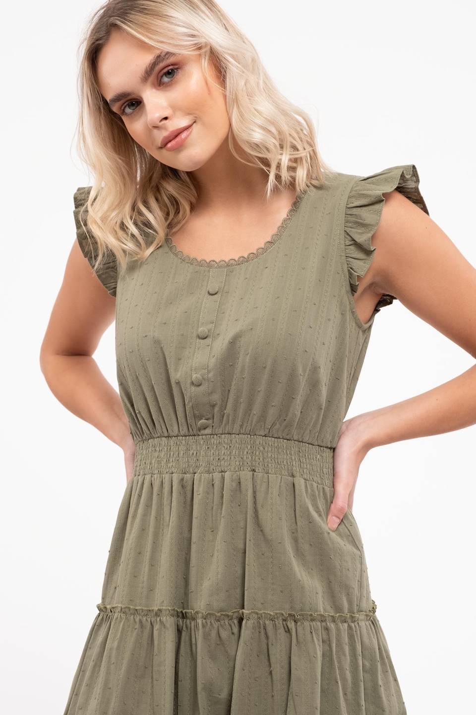 Ruffle Sleeve Tiered Dress