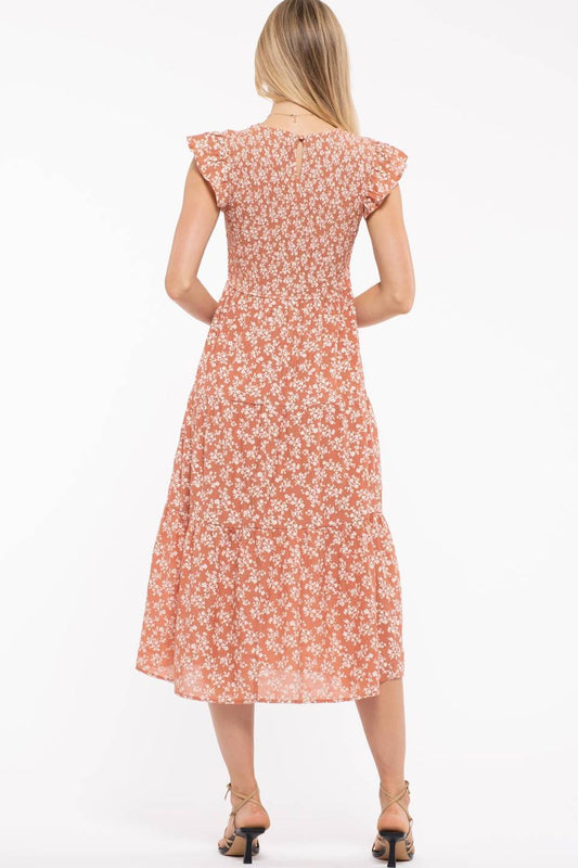 Ruched Tiered Midi Dress