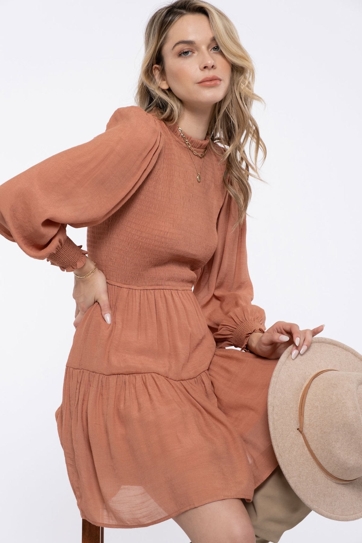 Smocked Top Tiered Mini Dress