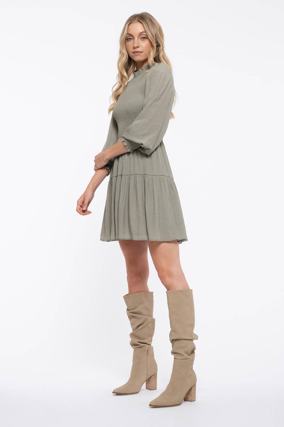Smocked Top Tiered Mini Dress