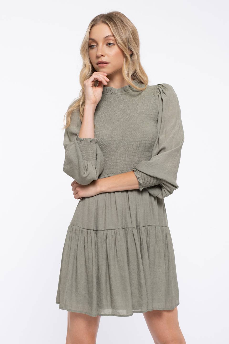 Smocked Top Tiered Mini Dress