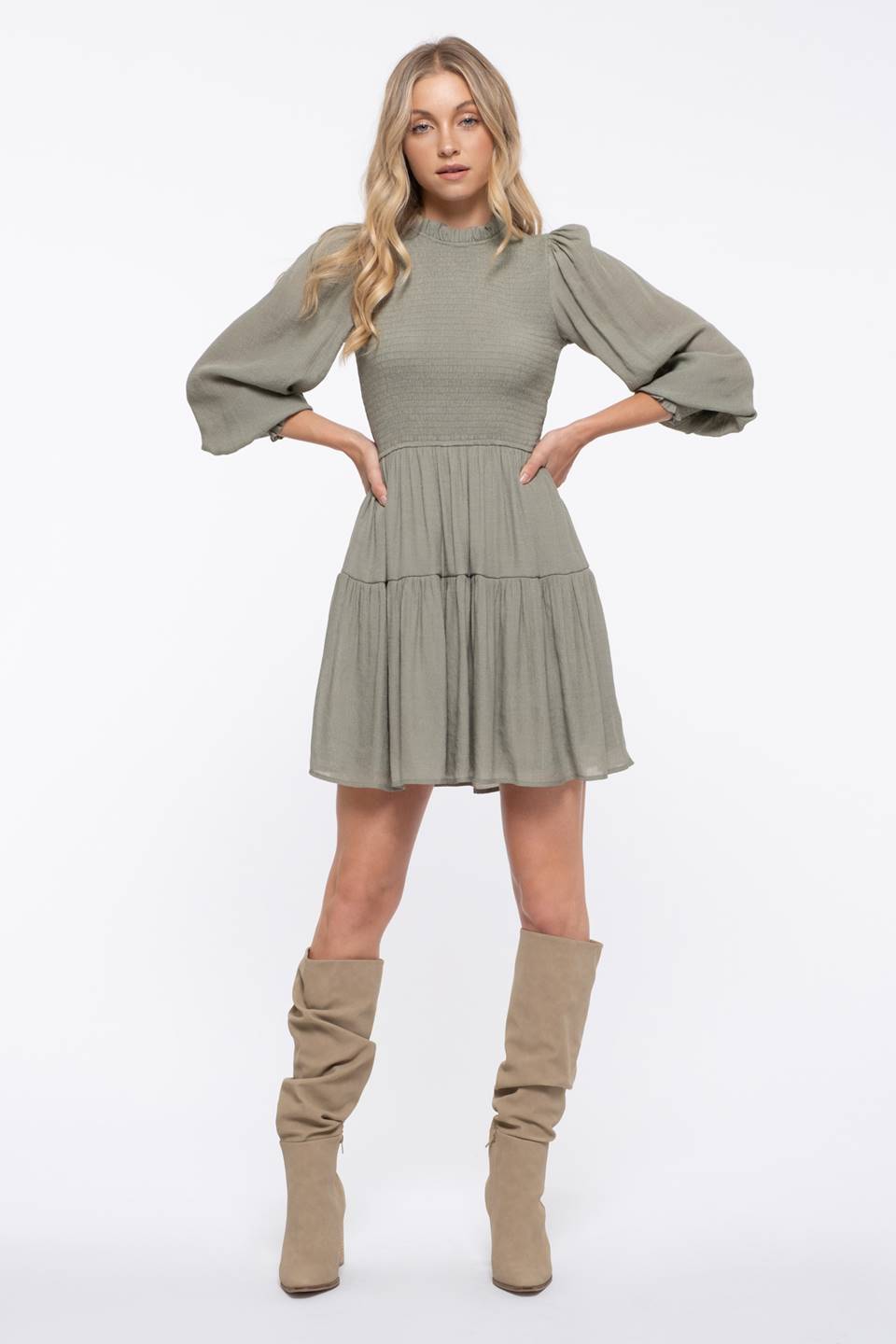 Smocked Top Tiered Mini Dress