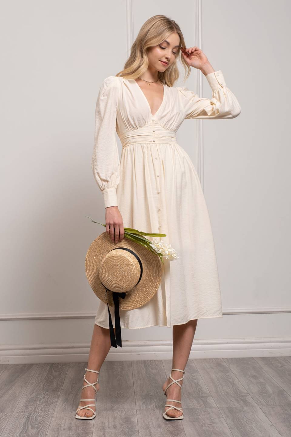 Button Front Midi Dress