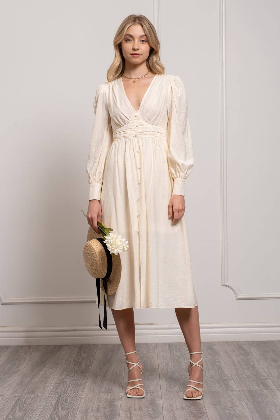 Button Front Midi Dress