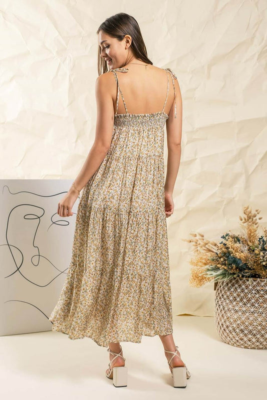 Spaghetti Tie Floral Maxi Dress