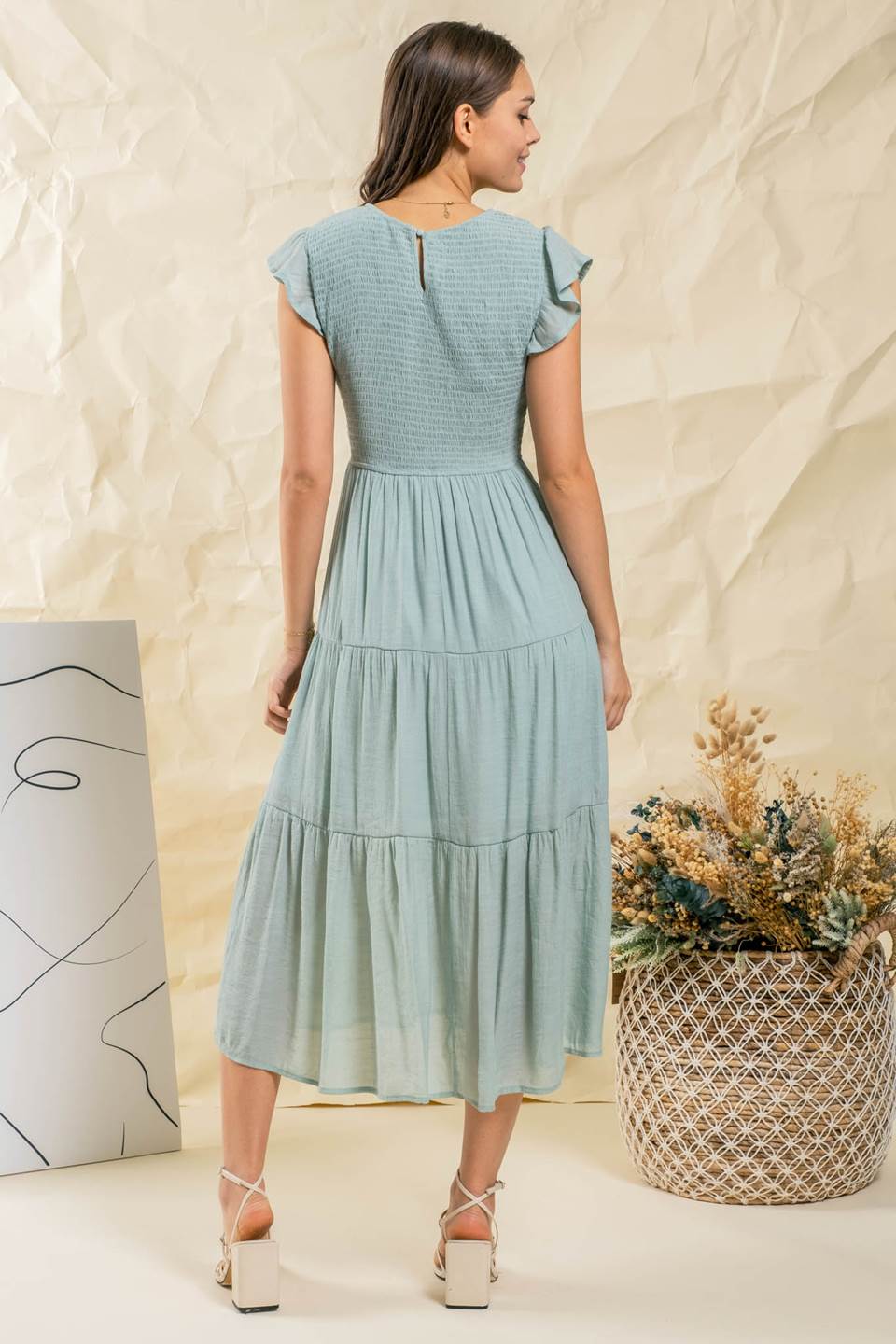 Smocked Midi Dress