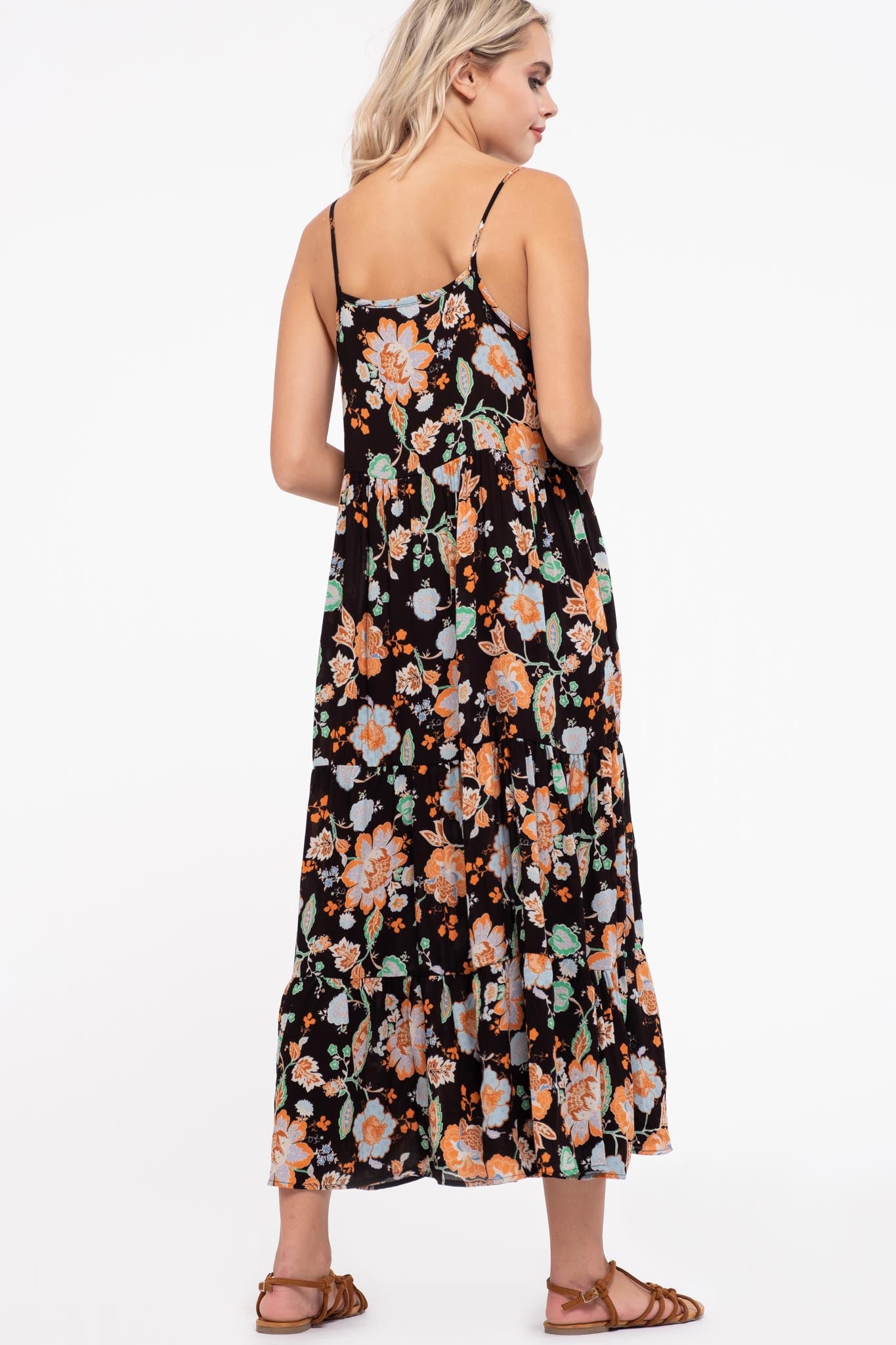 Flower Mix Woven Midi Dress