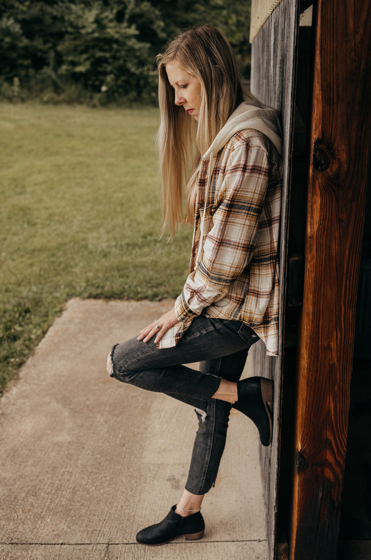 Flannel Hooded Long Sleeve