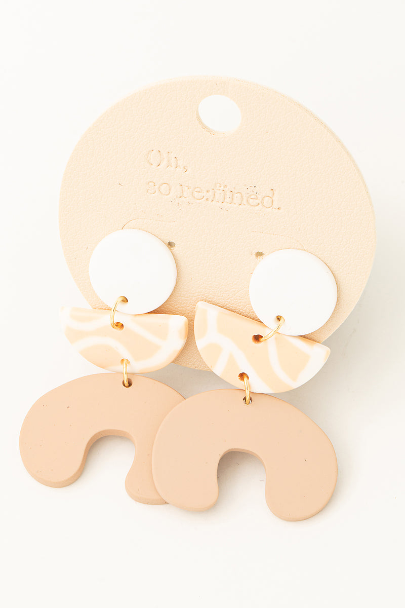 Polymer Clay Geo Shape Tiered Drop Earrings