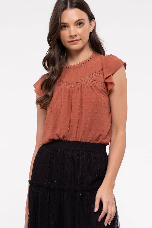 Flutter Sleeve Swiss Dot Top