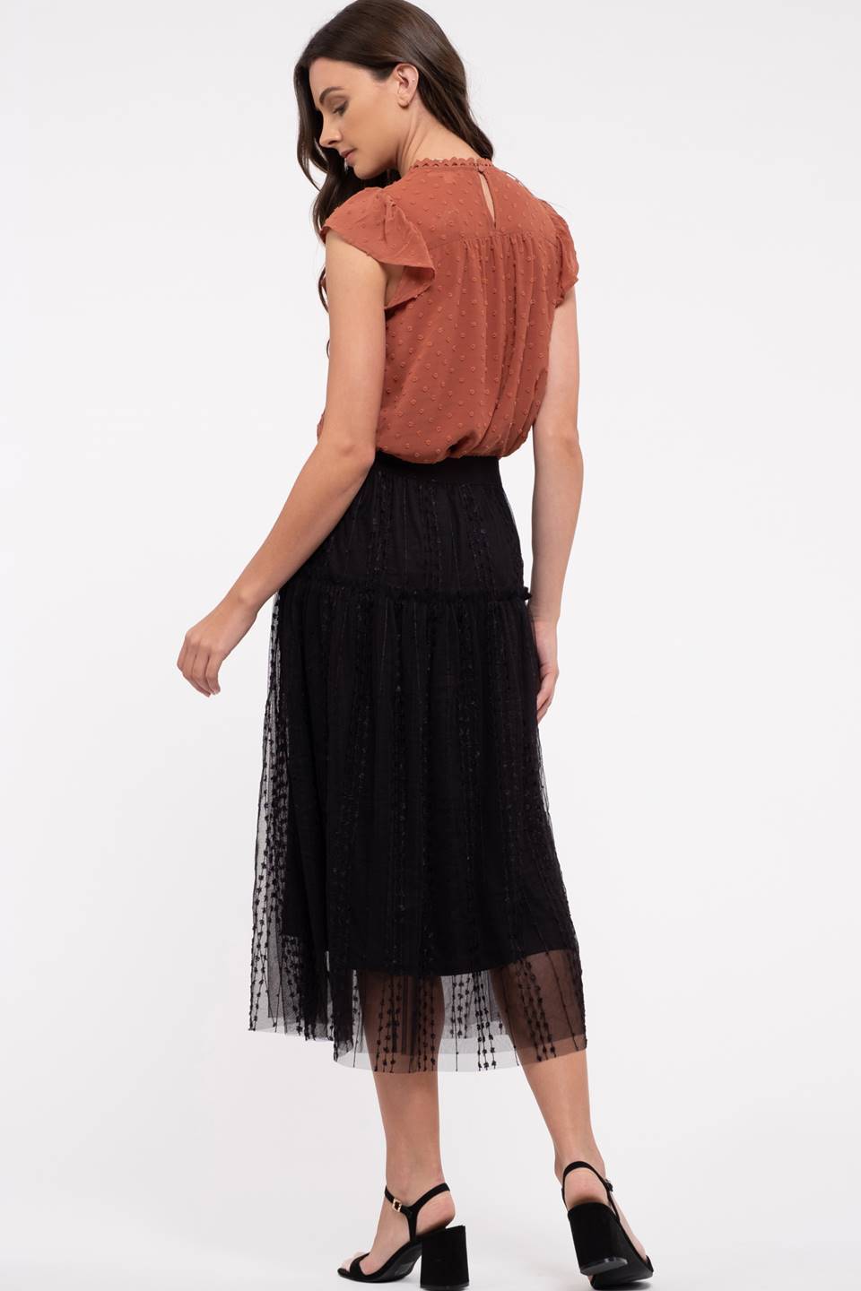 Flutter Sleeve Swiss Dot Top