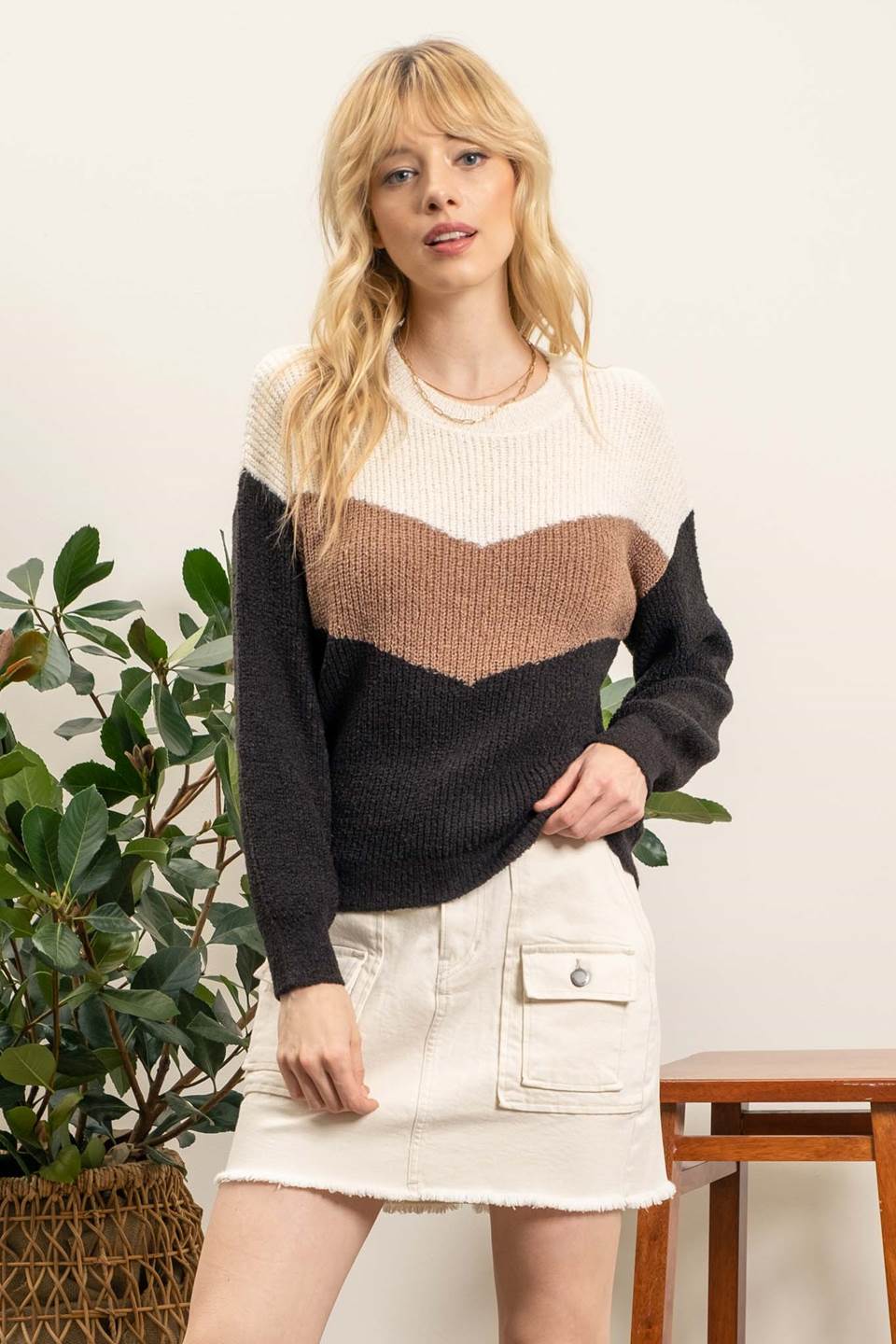 Chevron Colorblock Pullover