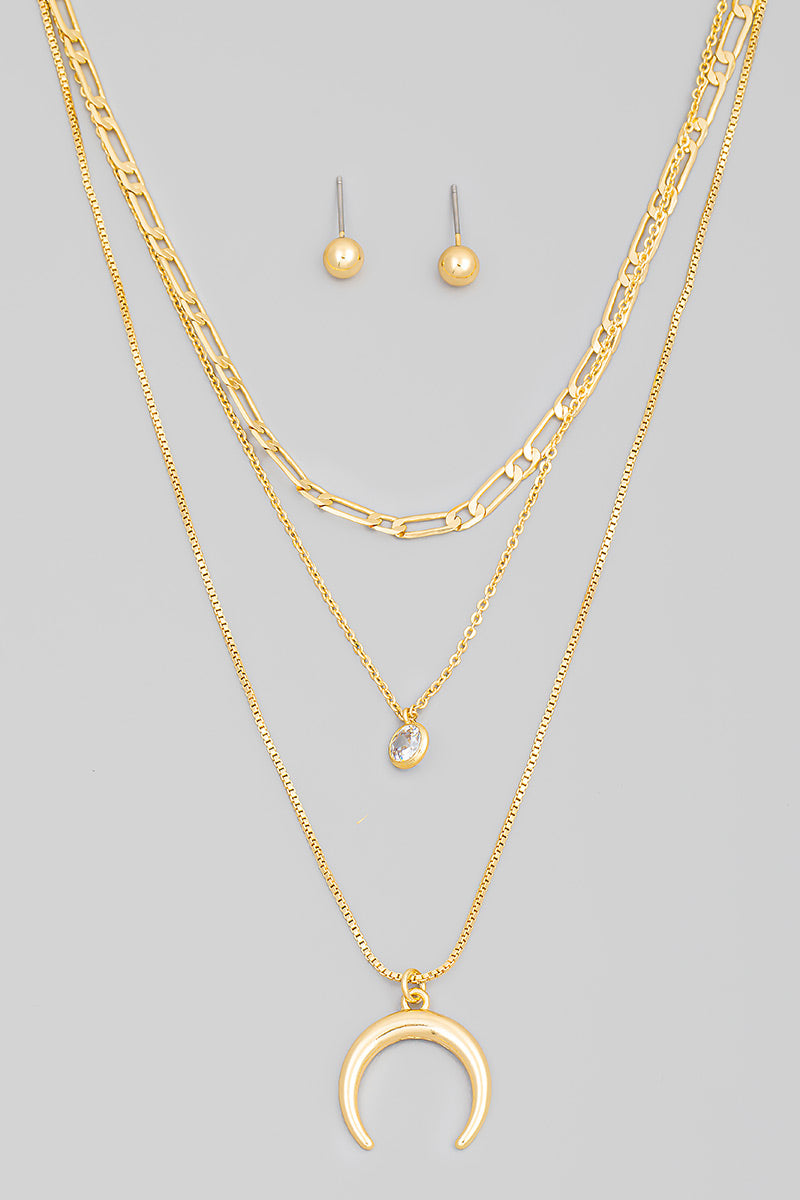 Dainty Layered Crescent Necklace