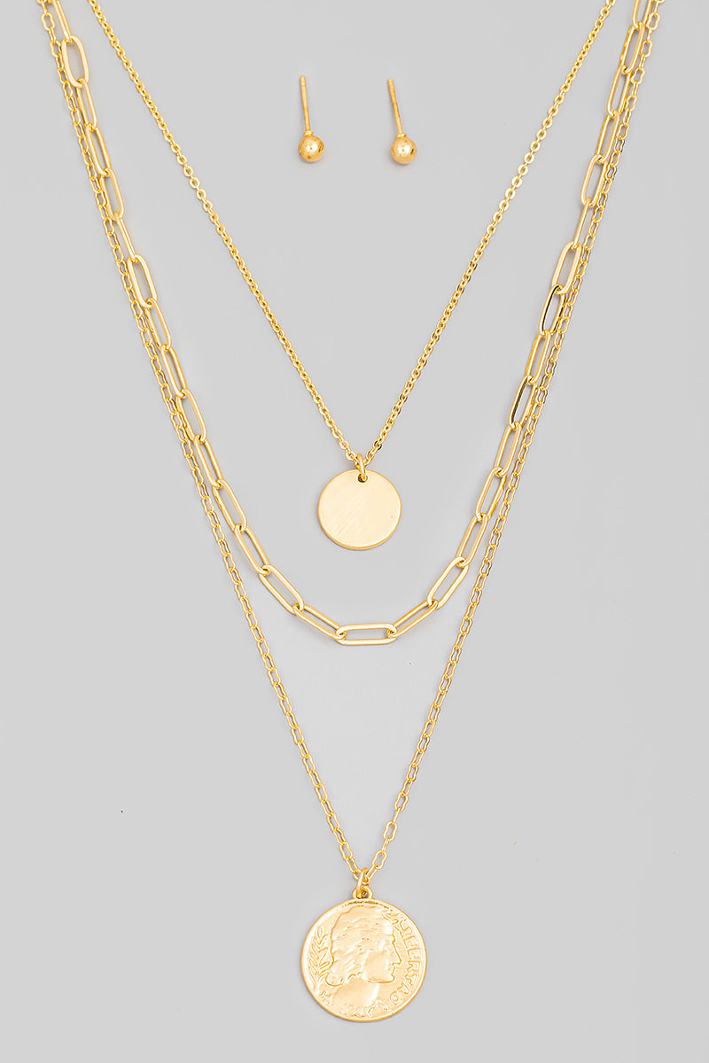 Layered Coin Pendant Necklace