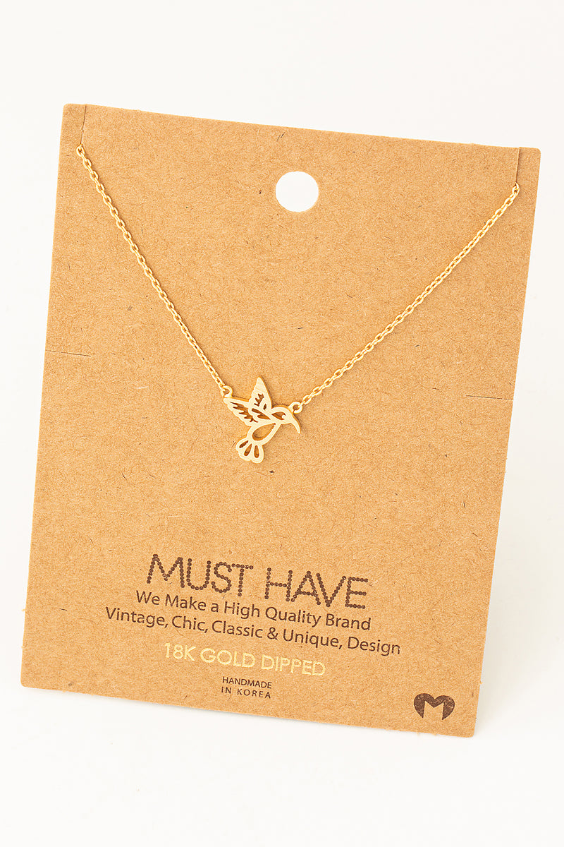 Hummingbird Cutout Pendant Necklace