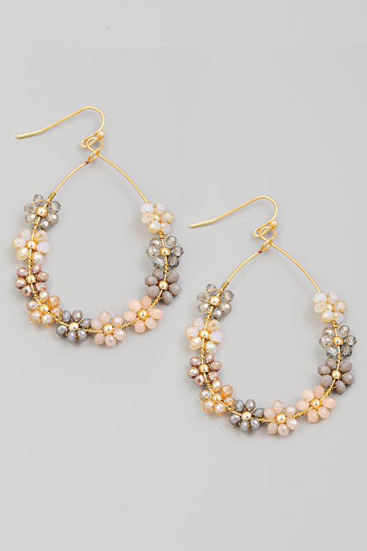 Flower Bead Teardrop Cutout Earrings