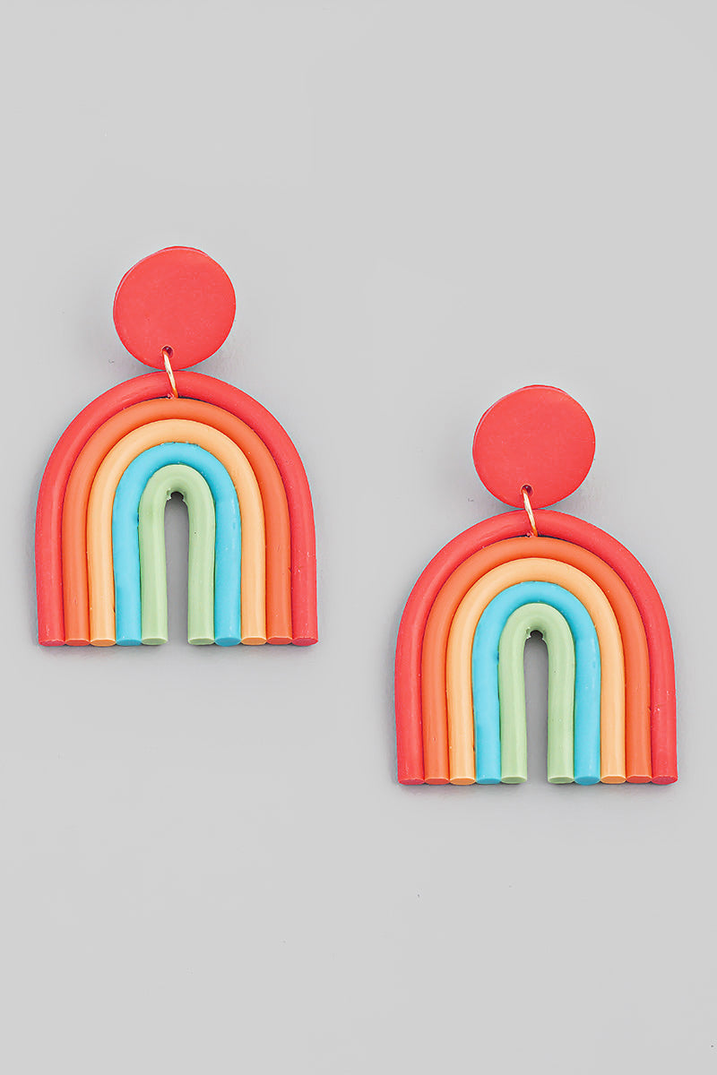 Rainbow Clay Drop Earrings