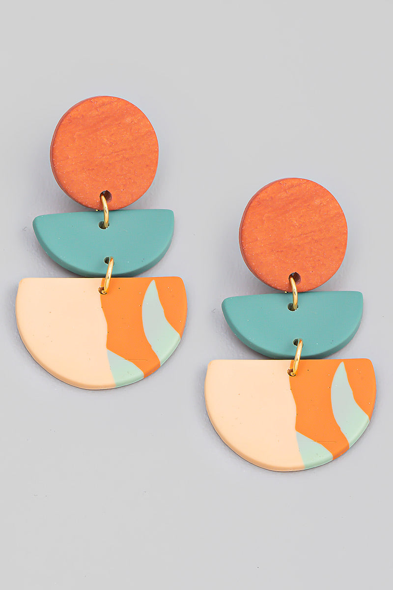 Layered Semicircle Clay Earrings
