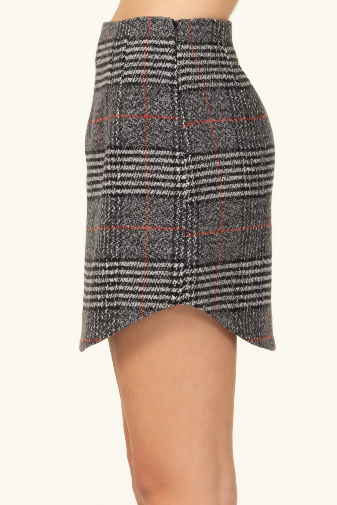 Black and Red Plaid Mini Skirt