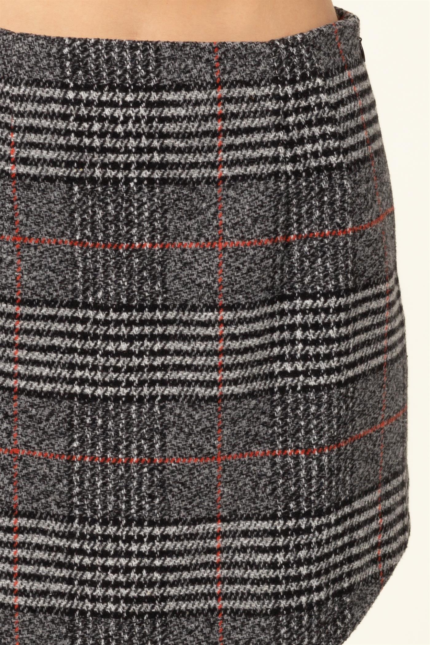 Black and Red Plaid Mini Skirt