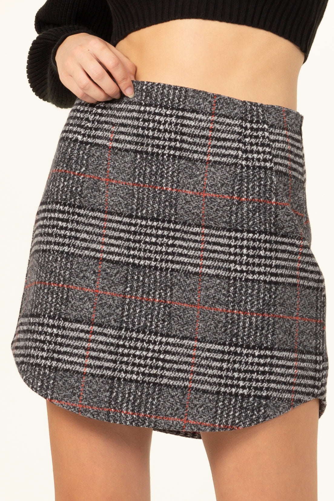 Black and Red Plaid Mini Skirt