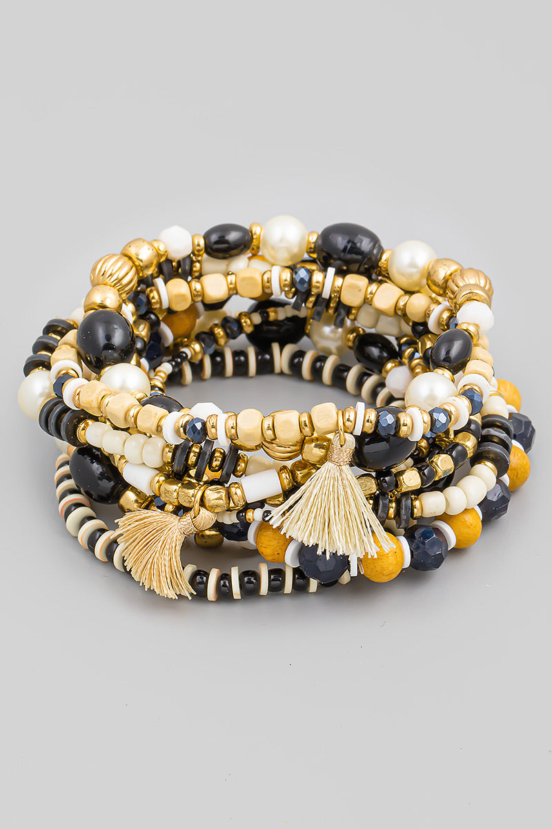 Bead and Tassel Bracelet Set