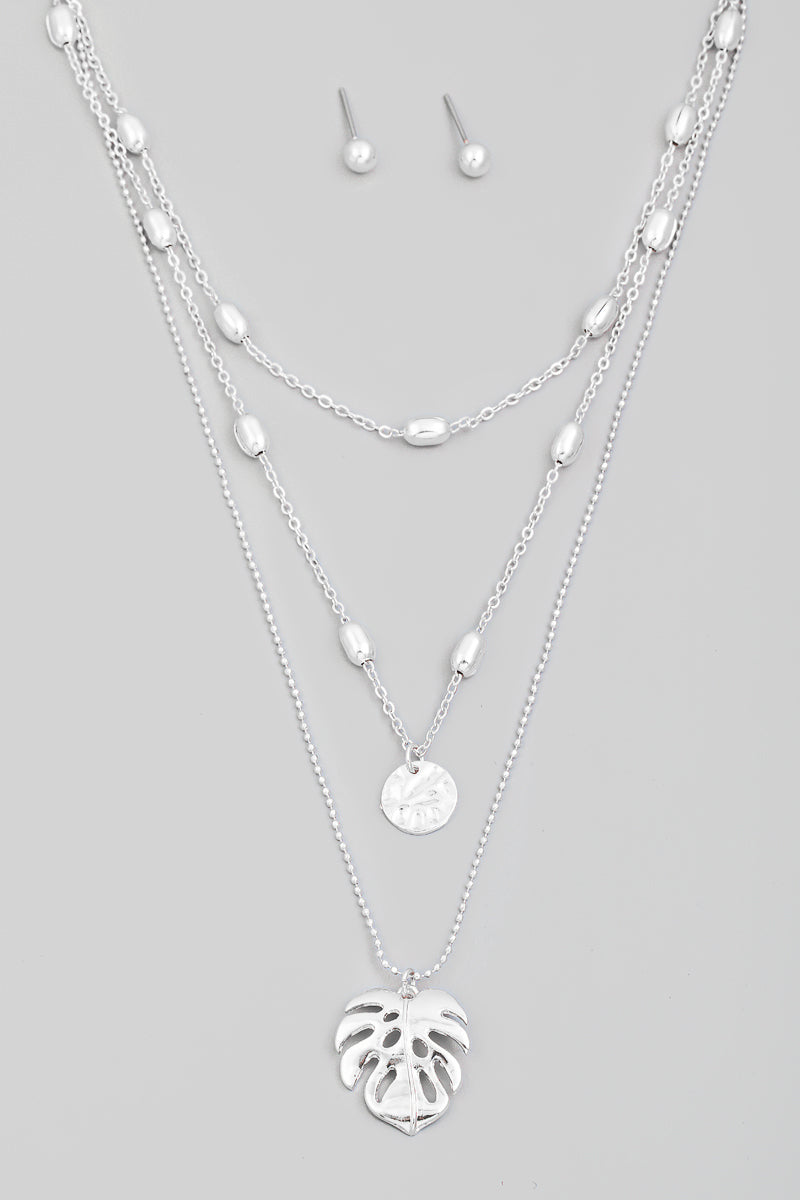Dainty Layered Chain Monstera Leaf Necklace